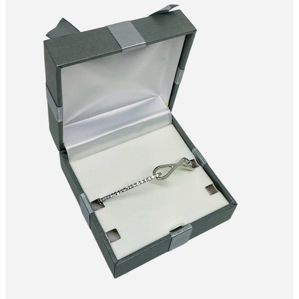 Costume Jewelry-Silver Infinity & Cubic Zircon Slider Bracelet